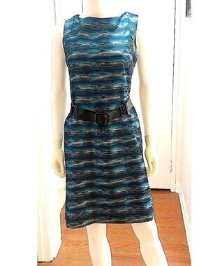 ANTONIO MELANI-WOMENS MULTI COLOR JACQUARD KNEE LENGHT BACK ZIPUP CLOSURE SIZE 8